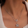 Destiny Jewels Silver-Plated Double Layer Butterfly Necklace For Women & Girls