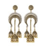 Destiny Jewels Oxidised Traditional Kundan Gold Long Jhumka Silver Crystal Earrings For Women & Girls
