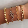 Destiny Jewels 4Pcs Set Snake Decor With Stone Gold Plated Bracelet For Women & Girls
