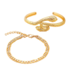 Destiny Jewels 2Pcs Set Snake Decor With Stone Gold Plated Bracelet For Women & Girls