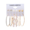 Destiny Jewels 5 Pair Hoop Pearl Earrings Set For Women & Girls