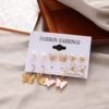 Destiny Jewels Gold Plated 6 Pair Pearl Hoop Tassel Earrings Set For Women & Girls