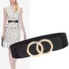 KILLFE Women Stretchy Wide Belt for Dress Ladies Elastic Black Belt Hook Buckle