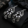Destiny Jewels Oxidised Traditional Kundan Silver Jhumka Earrings For Women & Girls