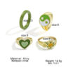 Fashion Geometric Heart Green Rings Set Women Rings