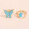 Chunky Yin Yang butterfly nd Drip oil Style Ring For Women