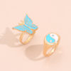 Chunky Yin Yang butterfly nd Drip oil Style Ring For Women