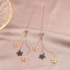 Rose Gold Plated Stainless Steel Colourful Star Decor Drop Chain Earrings