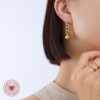Gold Plated Stainless Steel Links Chain with Drop Ball Earrings