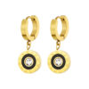 Rose Gold Plated Stainless Steel Roman Number CZ Stone Decor Earrings