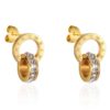 Gold Plated Stainless Steel CZ Stone with Iconic Star Frame Decor Earrings