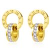 Gold Plated Stainless Steel CZ Stone with Iconic Star Frame Decor Earrings