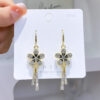 Gold Plated Korean Style Delicate Flower Tassel Drope Earrings