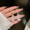 Korean Style Luxury Long Drop Crystal Decor Earrings