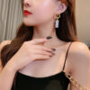 Korean Style Luxury Long Drop Crystal Decor Earrings