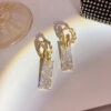 Korean Style Luxury Long Drop Crystal Decor Earrings