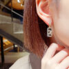 Gold Plated Korean Style Geometric Rhinestone Drope Earrings