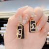 Gold Plated Korean Style Geometric Rhinestone Drope Earrings