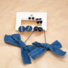 Destiny Jewels Blue Denim Bowknot Decor Combo of Korean Earrings Set For Women & Girls