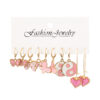 Destiny Jewels Gold Plated Pink Butterfly and Drop Heart Shaped Earrings Set For Women & Girls