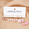 Destiny Jewels Gold Plated Pink Butterfly and Drop Heart Shaped Earrings Set For Women & Girls