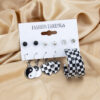 Destiny Jewels Simple Black and White Checkerboard Love Heart Drop Hoop and Stud Earrings Set For Women & Girls