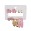 Destiny Jewels Gold Plated Pink Heart And Hoop Flower Decor Earrings Set For Women & Girls