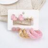 Destiny Jewels Gold Plated Pink Heart And Hoop Flower Decor Earrings Set For Women & Girls