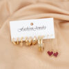 Trendy Gold Plated Small Hoop and Long Colourful Heart Shaped Earrings Set For Women & Girls
