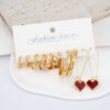 Trendy Gold Plated Small Hoop and Long Colourful Heart Shaped Earrings Set For Women & Girls