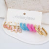 Gold Plated Bohemian Acrylic and Metal Earrings Set Pink Butterfly Decor Hoop Earrings Set For Women & Girls