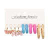 Gold Plated Bohemian Acrylic and Metal Earrings Set Pink Butterfly Decor Hoop Earrings Set For Women & Girls